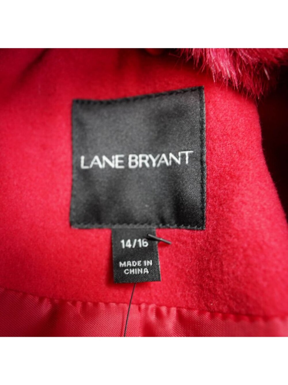 NWT Lane Bryant Trench Coat Womens 14/16 Red Removable Faux Fur Collar Belt - Picture 5 of 15